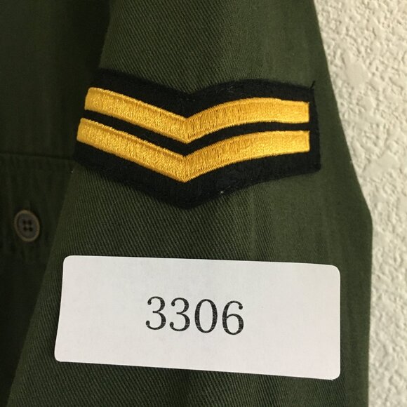 Forever 21 Womens L Military Shirt Button Up Embroidered Patch Cotton Green - Picture 12 of 12